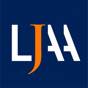 LJAA logo raides  CMYK spalvotas negatyvas JPG